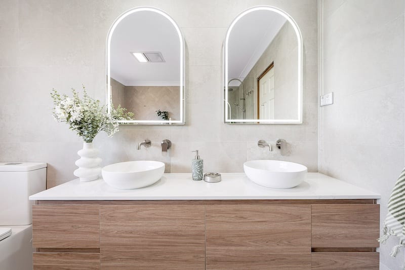 Transform your space with Dura Group's bathroom remodels. Featuring modern dual sinks. Experience quality and style. Contact us today!