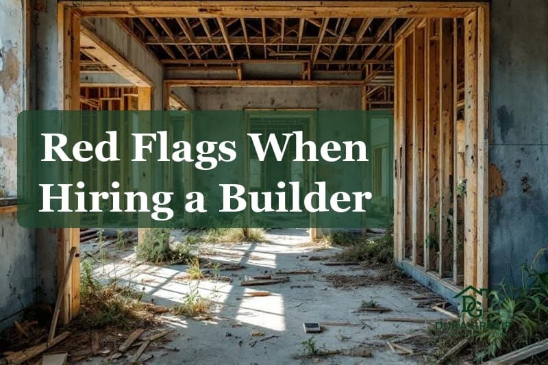 Unfinished construction site showing warning signs of an unreliable builder