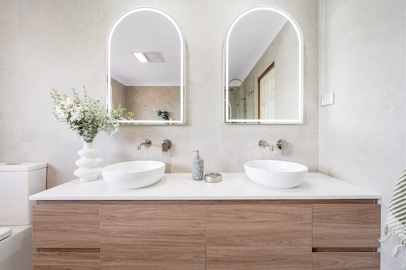 Transform your space with Dura Group's bathroom remodels. Featuring modern dual sinks. Experience quality and style. Contact us today!