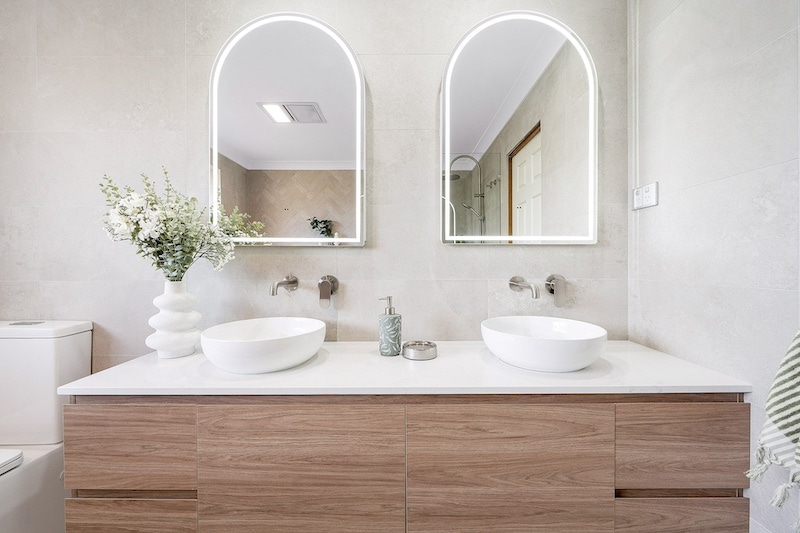 Transform your space with Dura Group's bathroom remodels. Featuring modern dual sinks. Experience quality and style. Contact us today!